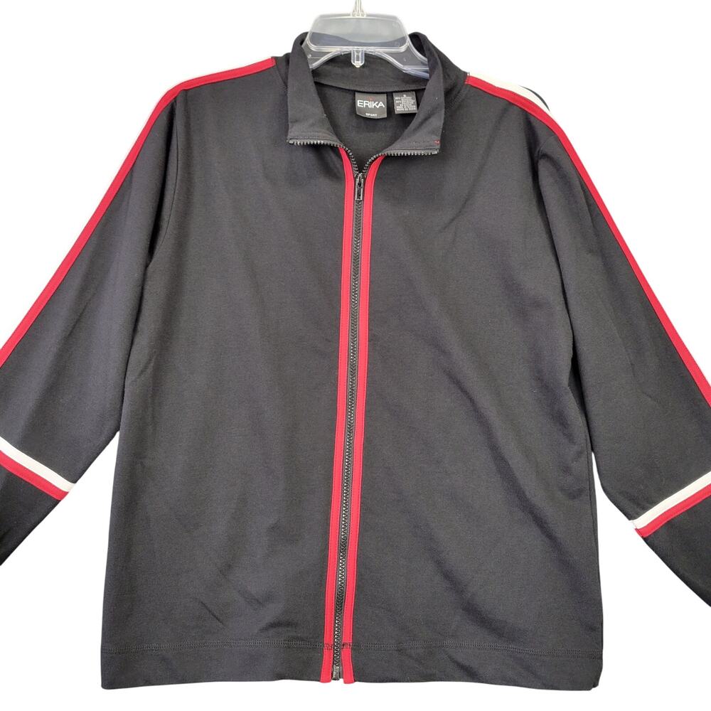 Erika Sport Black Lightweight Jacket Size S Windbreaker Zip Long Sleeves Women's